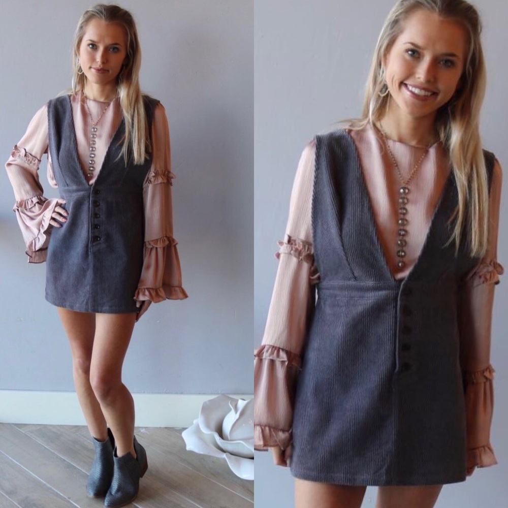 Silver accents grey corduroy jumper